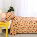 Dreamaker Printed Quilt Cover Set - Single Bed Tan Red Bird