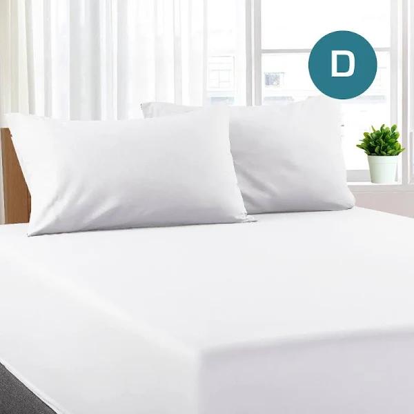 Dreamfields Double Size White Color Poly Cotton Fitted Sheet + Pillowcase