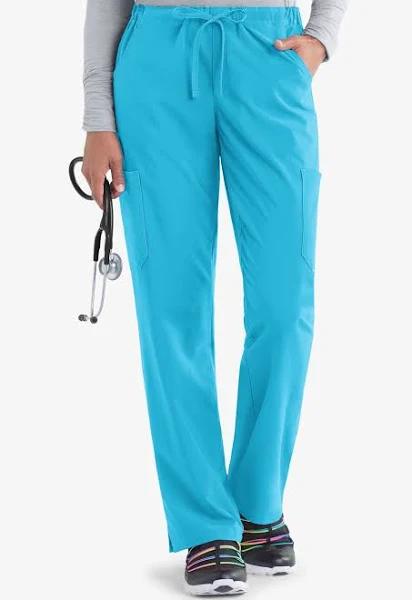Easy Stretch by Butter-Soft Petite Drawstring Scrub Pants - M - Turquoise