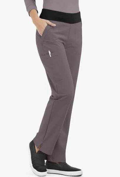 Easy Stretch by Butter-Soft Petite Sport Yoga Scrub Pants - 3x - Grey Stone w/ Black