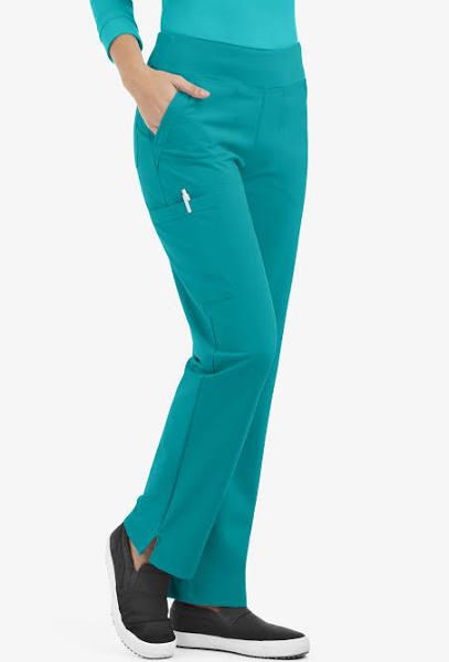 Easy Stretch by Butter-Soft Petite Sport Yoga Scrub Pants - L - Teal