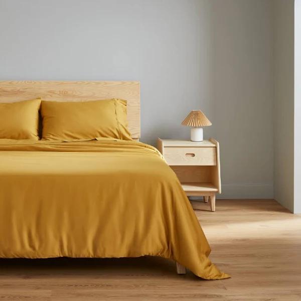 Ecosa Bamboo Bedding - Flat Sheet / King Single / Mustard