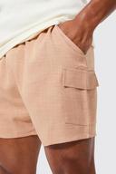 Elastic Waist Comfort Cargo Linen Short