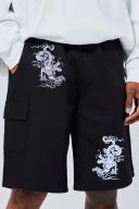Elastic Waist Relaxed Dragon Cargo Short