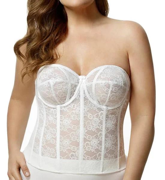 Elila Underwired Lace Strapless Longline Bra - White - 26g White