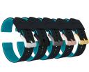 Elite Silicone Watch Band / Strap in Aqua Blue/Black w/ Gold Buckle, Width 22mm | Barton