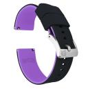Elite Silicone Watch Band / Strap in Black/Purple w/ Black Buckle, Width 22mm | Barton