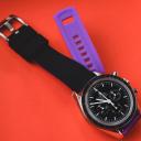 Elite Silicone Watch Band / Strap in Black/Purple w/ Black Buckle, Width 22mm | Barton
