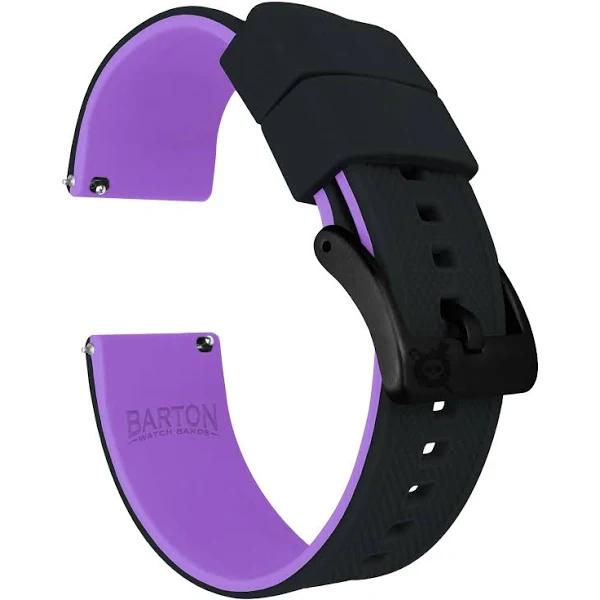 Elite Silicone Watch Band / Strap in Black/Purple w/ Black Buckle, Width 22mm | Barton