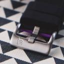 Elite Silicone Watch Band / Strap in Black/Purple w/ Gold Buckle, Width 22mm | Barton