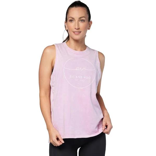 Ell & Voo Womens Taylor Logo Muscle Tank Pink M @ Rebel Active
