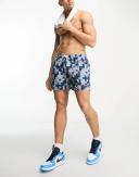 Ellesse Yves Swim Shorts in Blue and Grey Square Print