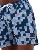 Ellesse Yves Swim Shorts in Blue and Grey Square Print