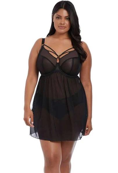 Elomi - 40FF - Sachi Plunge Babydoll Black