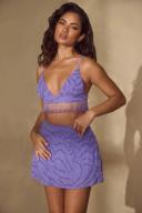 Embellished A-Line Mini Skirt in Purple, 18