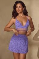Embellished A-Line Mini Skirt in Purple, 18