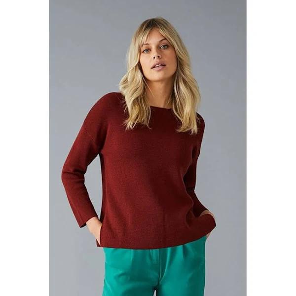 Emerge Merino Rib Boatneck Sweater Mahogany - M