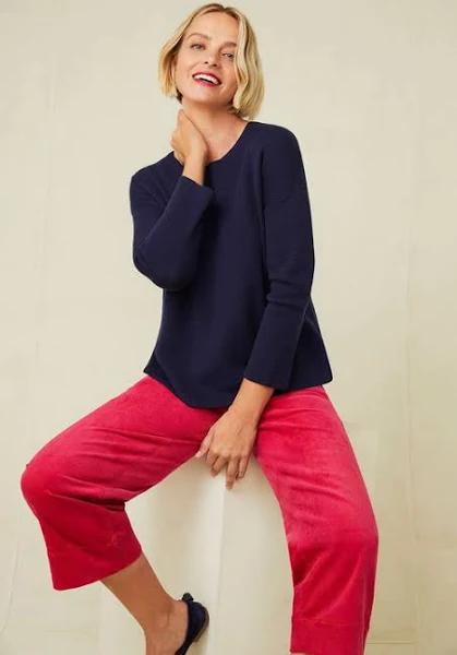 Emerge Merino Rib Boatneck Sweater - Navy - Womens - Size L - Ezibuy