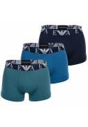 Emporio Armani 3 Pack Monogram Logo Trunks, Size S, Blue