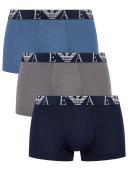 Emporio Armani Men's 3-Pack Bold Monogram Trunks - Marine/Pewter/Iron - S
