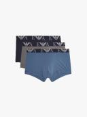 Emporio Armani Men's 3-Pack Bold Monogram Trunks - Marine/Pewter/Iron - S