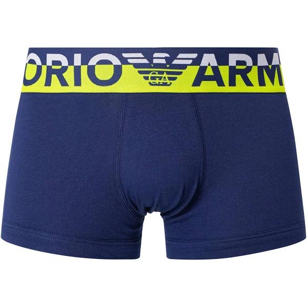 Emporio Armani Organic Cotton Megalogo Trunks - Navy - M