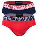 Emporio Armani - Two-Pack of Endurance Logo Briefs, 95% Cotton 5% Elastane, Blue, Size: L