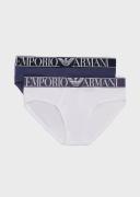 Emporio Armani - Two-Pack of Endurance Logo Briefs, 95% Cotton 5% Elastane, White, Size: L