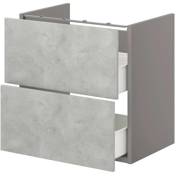 ENHET Base CB F Washbasin W 2 Drawers, grey/concrete Effect
