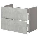 ENHET Base CB F Washbasin W 2 Drawers, grey/concrete Effect