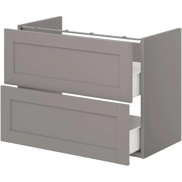 ENHET Base CB F Washbasin W 2 Drawers, Grey/Grey Frame