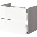 ENHET Base CB F Washbasin W 2 Drawers, grey/high-gloss White