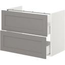 ENHET Base CB F Washbasin W 2 Drawers, grey/high-gloss White