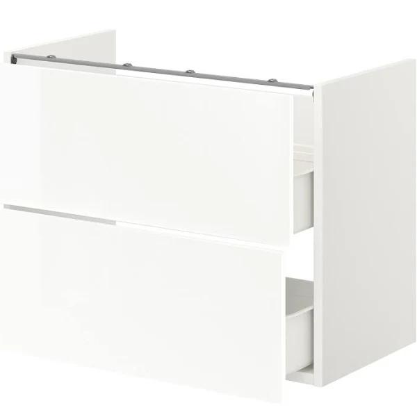 ENHET Base CB F Washbasin W 2 Drawers, white/high-gloss White