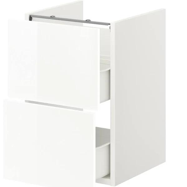 ENHET Base CB F Washbasin W 2 Drawers, white/high-gloss White