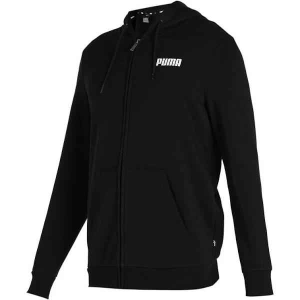 Essentials Full-Zip Full-length Men's Hoodie in Black, Size Large, Cotton by Puma