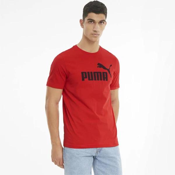 Essentials Logo Men's T-Shirt in High Risk Red, Size Medium, Cotton/Polyester by Puma
