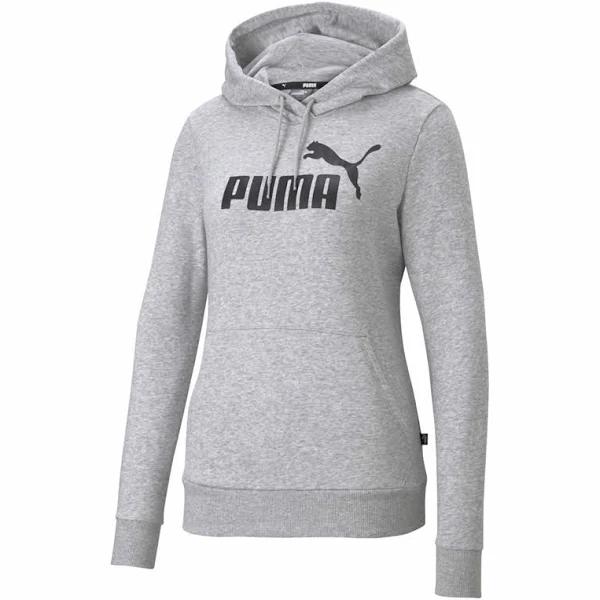 Essentials Logo Women's Hoodie in Light Gray Heather, Size Medium, Cotton by Puma