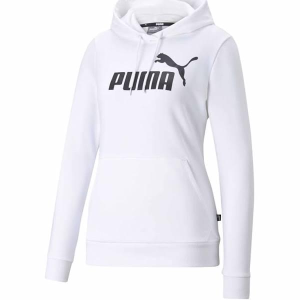 Essentials Logo Women's Hoodie in White, Size Small, Cotton by Puma