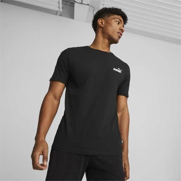 Essentials+ Tape Men's T-Shirt in Black, Size Small, Cotton/Polyester by Puma