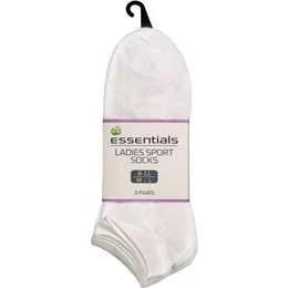 Essentials Womens Socks Low Cut Plain White Size 8-11 3 Pack