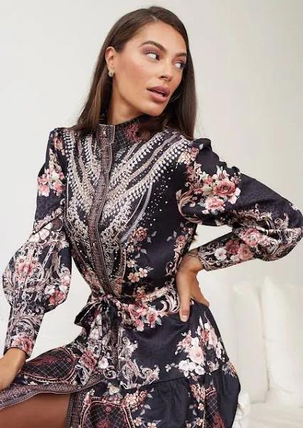 Esther & Co. Amalee Dress - Black Floral XXL