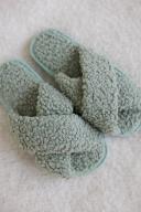 Esther & Co. Sherpa Slippers - Sage 36-37