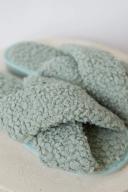 Esther & Co. Sherpa Slippers - Sage 36-37