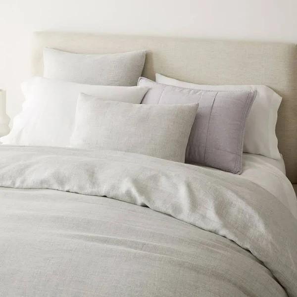 European Flax Linen Fibre Dyed Quilt Cover, King, Frost Grey