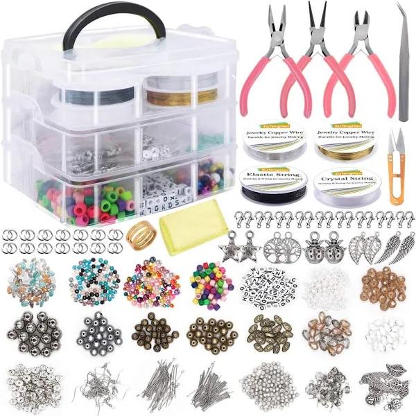 EuTengHao Jewelry Making Supplies, 1172Pcs Jewelry Making Tools Kit With Jewelry Pliers Beading Wire Jewelry Pearl Beads and Charms Findings Spacer