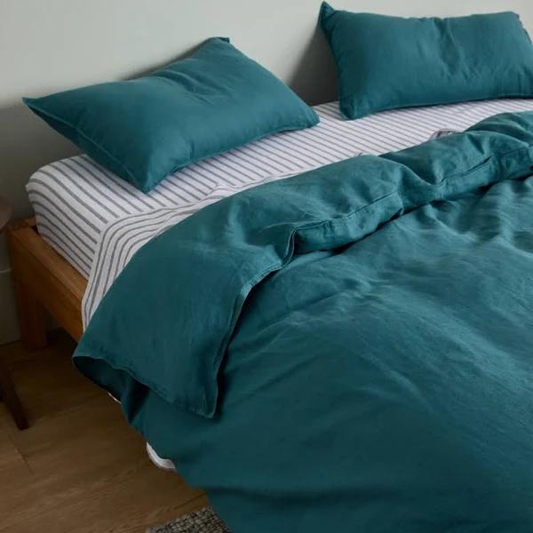 Eve Linen | Teal Quilt Cover | Queen | Sheet Society