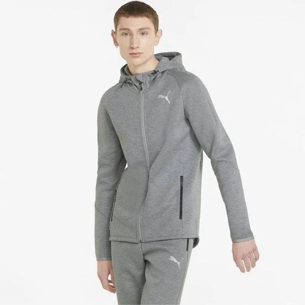 Evostripe Full-Zip Men's Hoodie in Medium Gray Heather, Size Small, Cotton by Puma