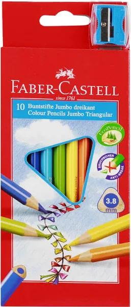 Faber Castell Grip Triangular Pencil, Assorted Colours, 10/Pack