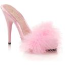 Fabulicious POISE-501F Baby Pink Satin-Marabou Fur/Baby Pink Size 9